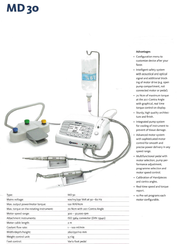 MD 30 SURGICAL MOTOR SYSTEM W/PUSH BUTTON HANDPIECE